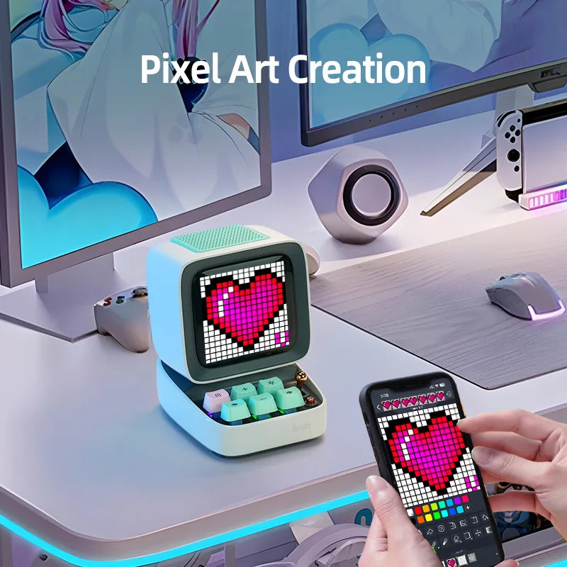 Retro Pixel Art Bluetooth Speaker – 16x16 LED Ekran z Aplikacją Divoom